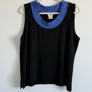 Misook Career Tank Top Women 1X Quiet Luxury Layer Professional Blue Black